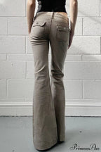 Low Waisted Slim Cargo Flared Leg Jeans