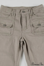 Low Waisted Slim Cargo Flared Leg Jeans