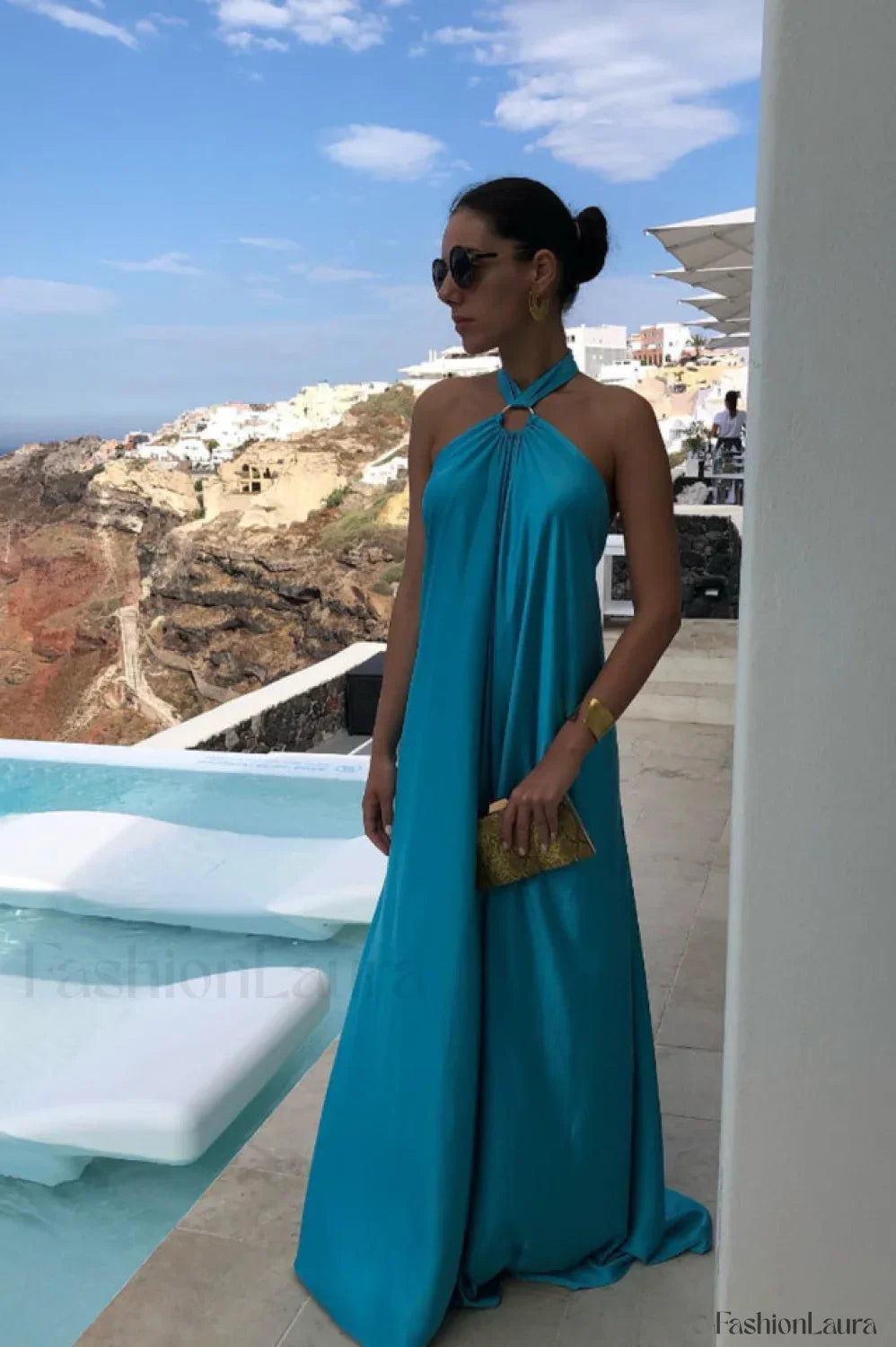 Ofelia Halter Con Estilo Con Lazada Vestido Maxi