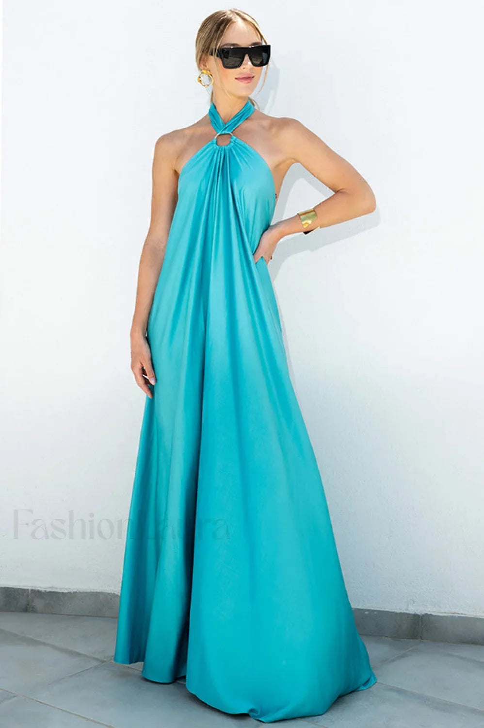 Ofelia Halter Con Estilo Con Lazada Vestido Maxi