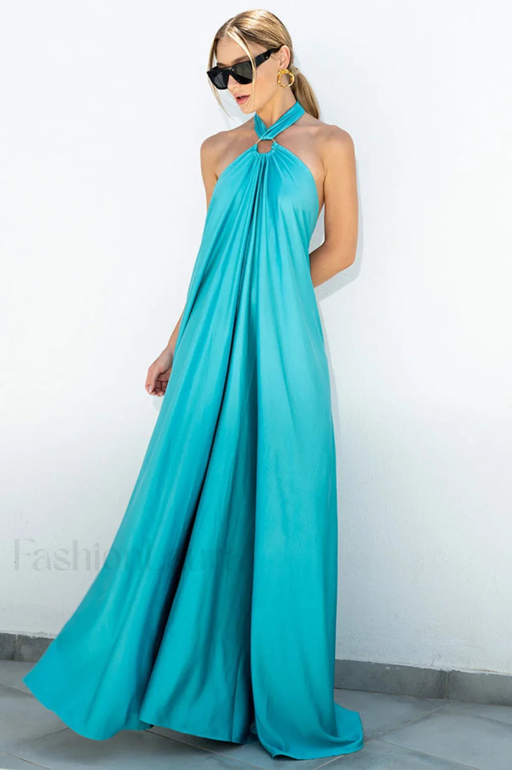 Ofelia Halter Con Estilo Con Lazada Vestido Maxi