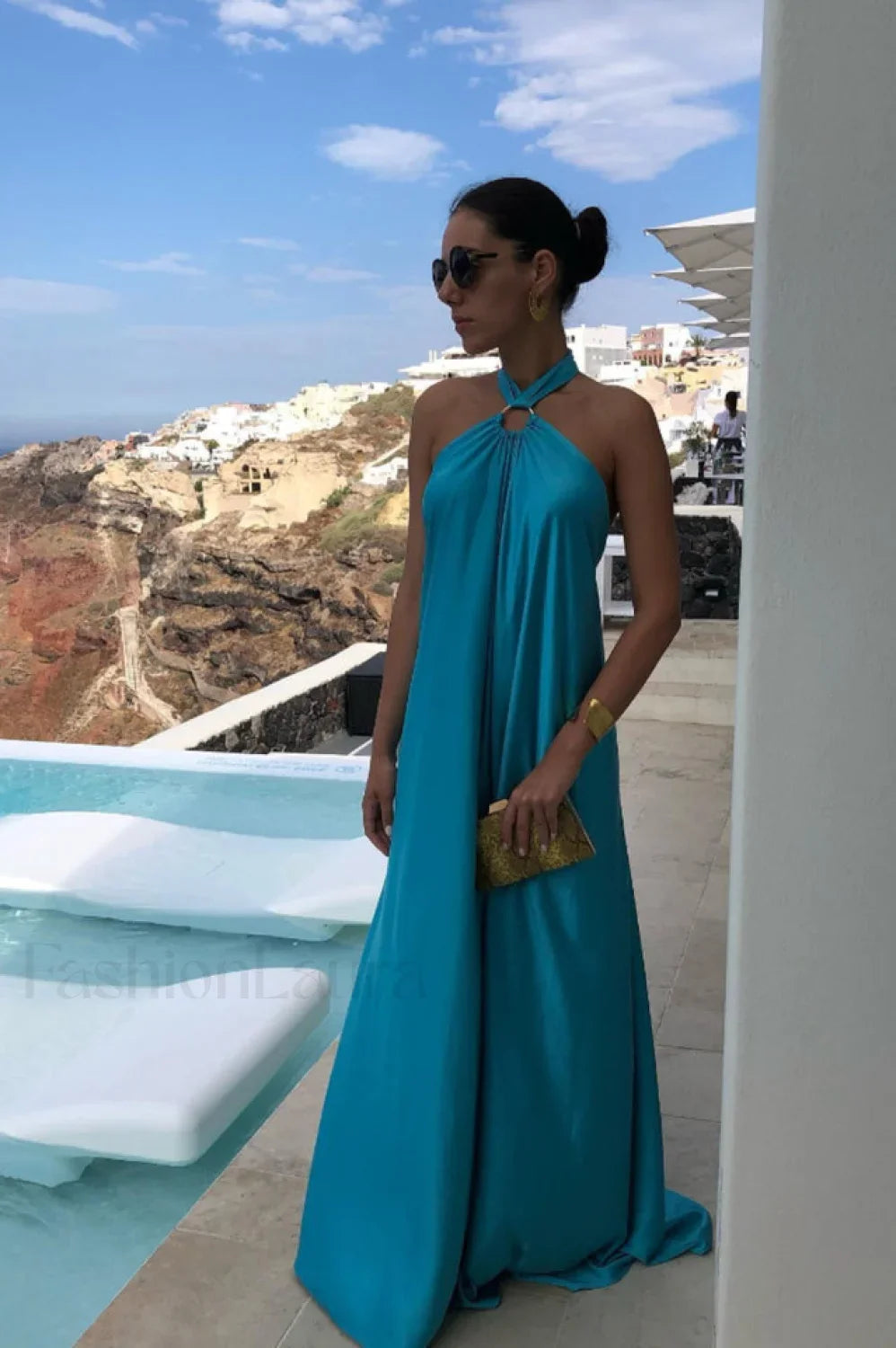 Ofelia Halter Con Estilo Con Lazada Vestido Maxi