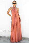 Ofelia Halter Con Estilo Con Lazada Vestido Maxi