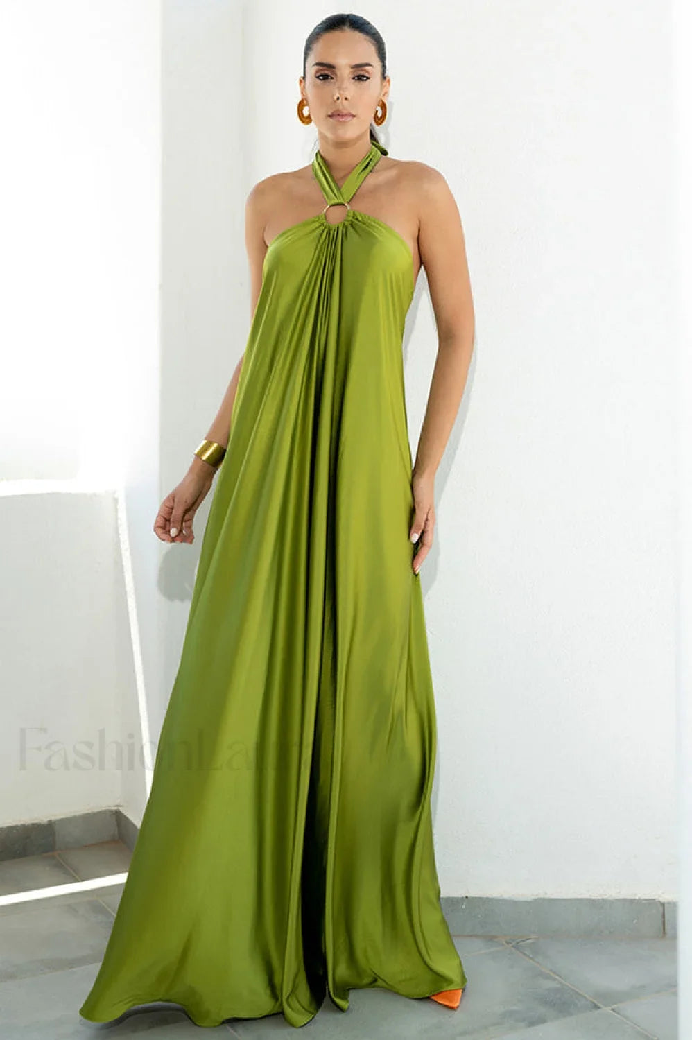 Ofelia Halter Con Estilo Con Lazada Vestido Maxi