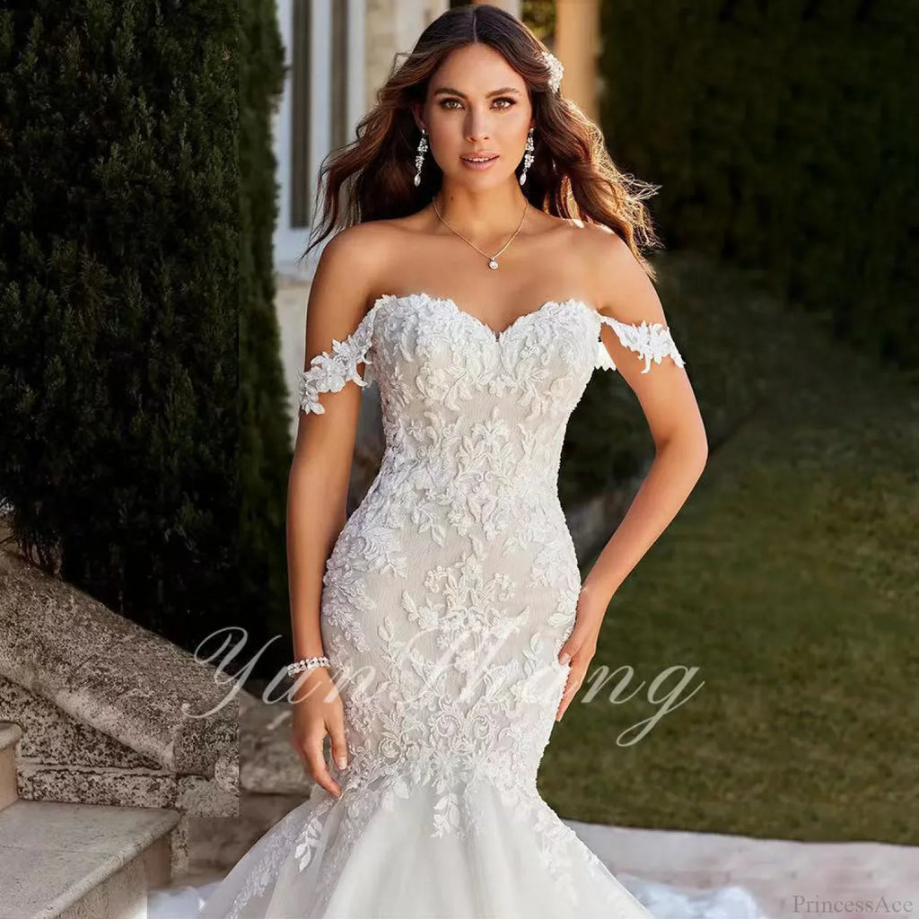 Off-Shoulder Lace Mermaid Bridal Wedding Dress
