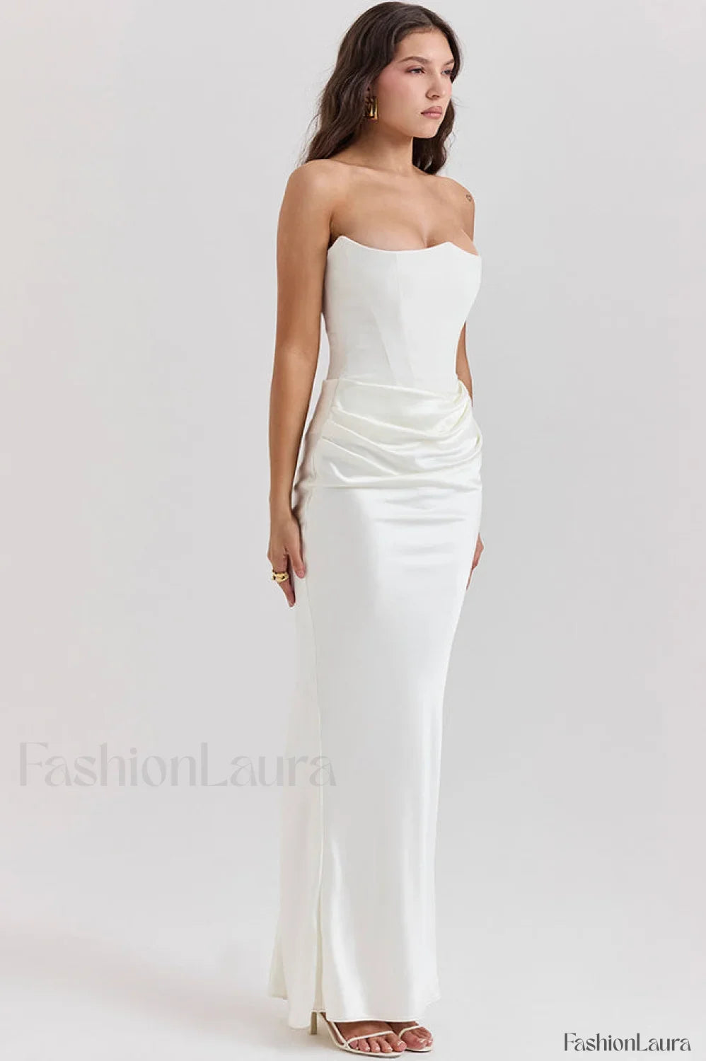Persephone Hombros Descubiertos con Estilo Bustier Vestido Maxi