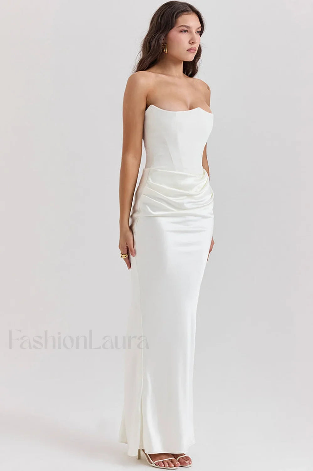 Persephone Hombros Descubiertos con Estilo Bustier Vestido Maxi