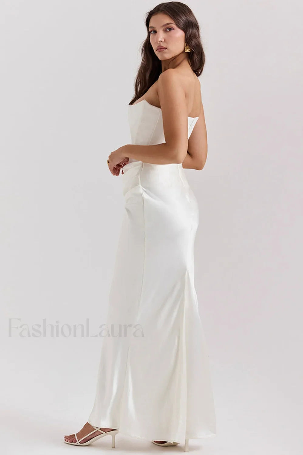 Persephone Hombros Descubiertos con Estilo Bustier Vestido Maxi