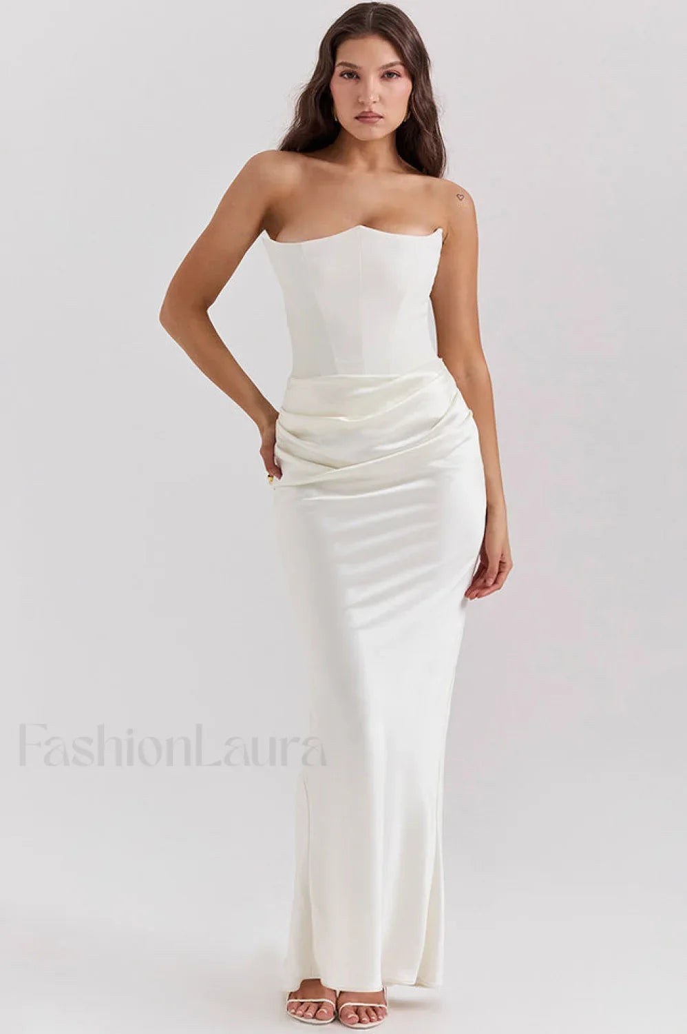 Persephone Hombros Descubiertos con Estilo Bustier Vestido Maxi