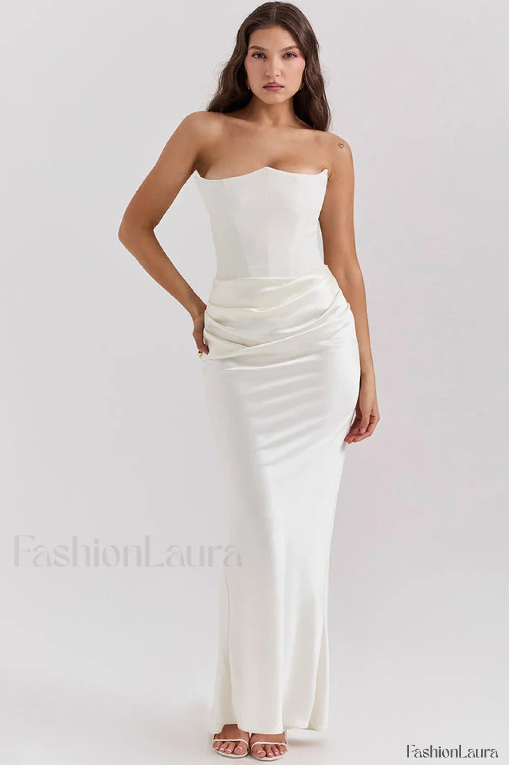 Persephone Hombros Descubiertos con Estilo Bustier Vestido Maxi