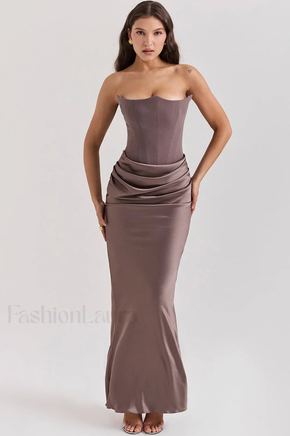 Persephone Hombros Descubiertos con Estilo Bustier Vestido Maxi