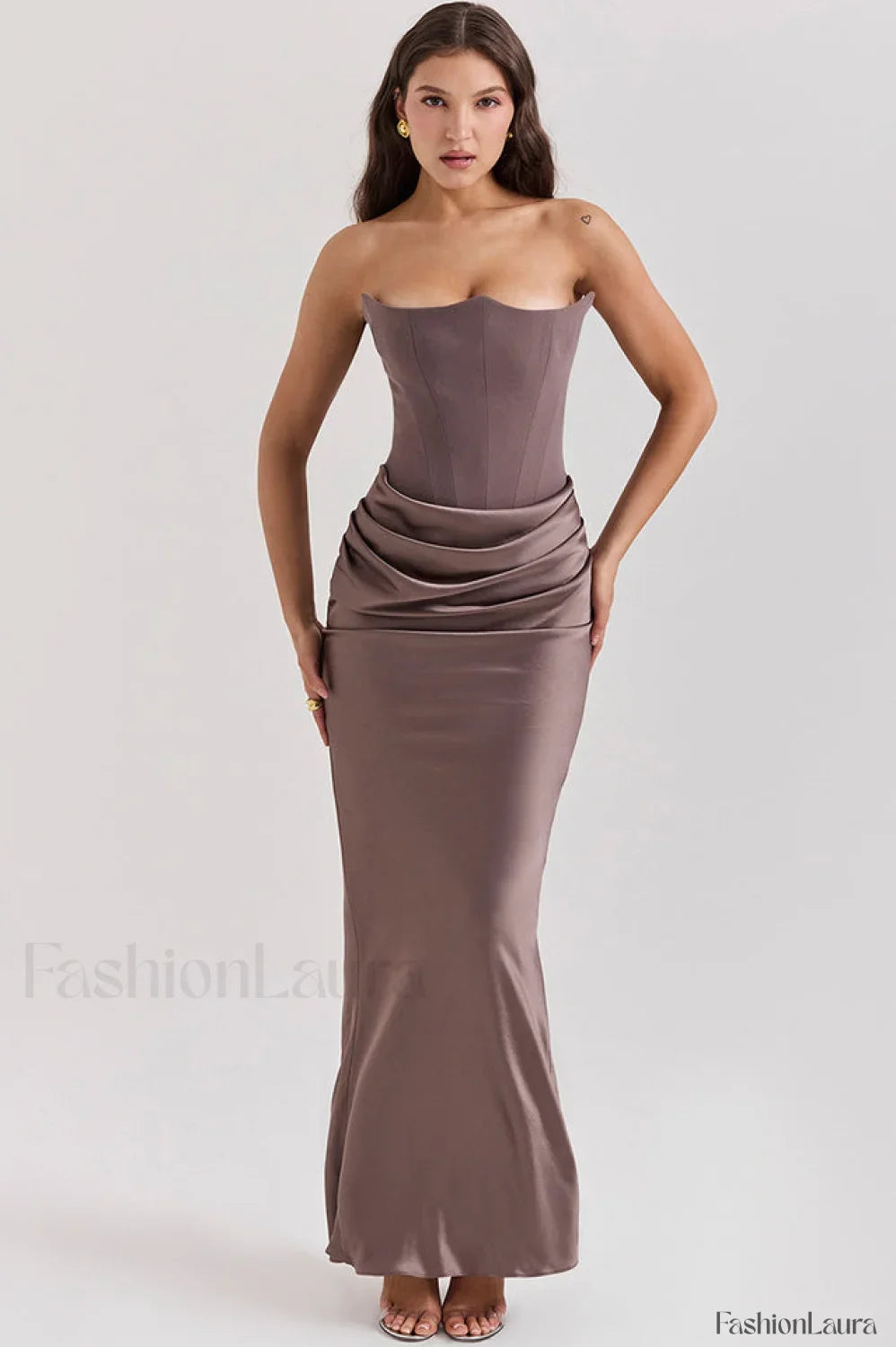 Persephone Hombros Descubiertos con Estilo Bustier Vestido Maxi