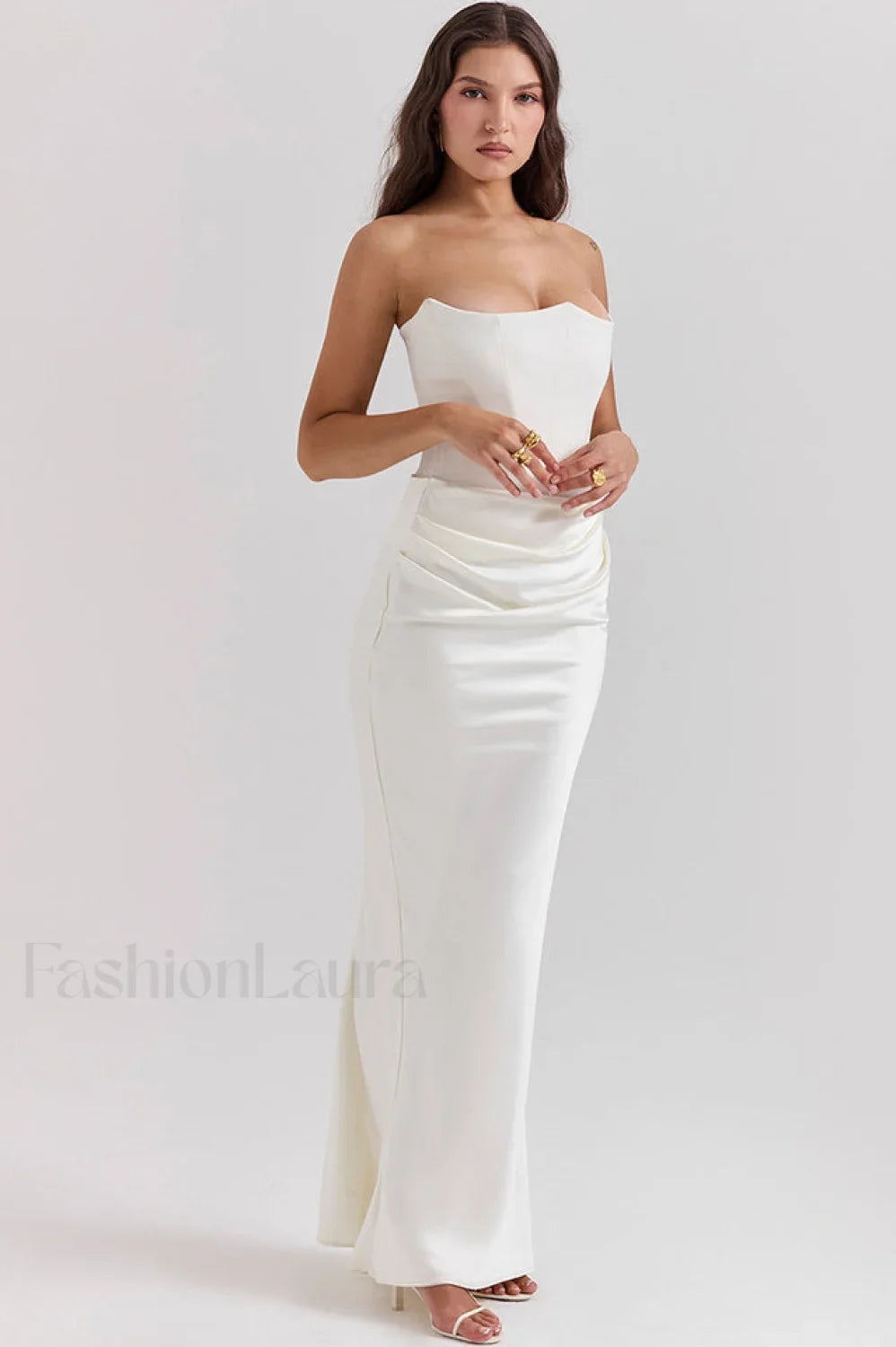 Persephone Hombros Descubiertos con Estilo Bustier Vestido Maxi