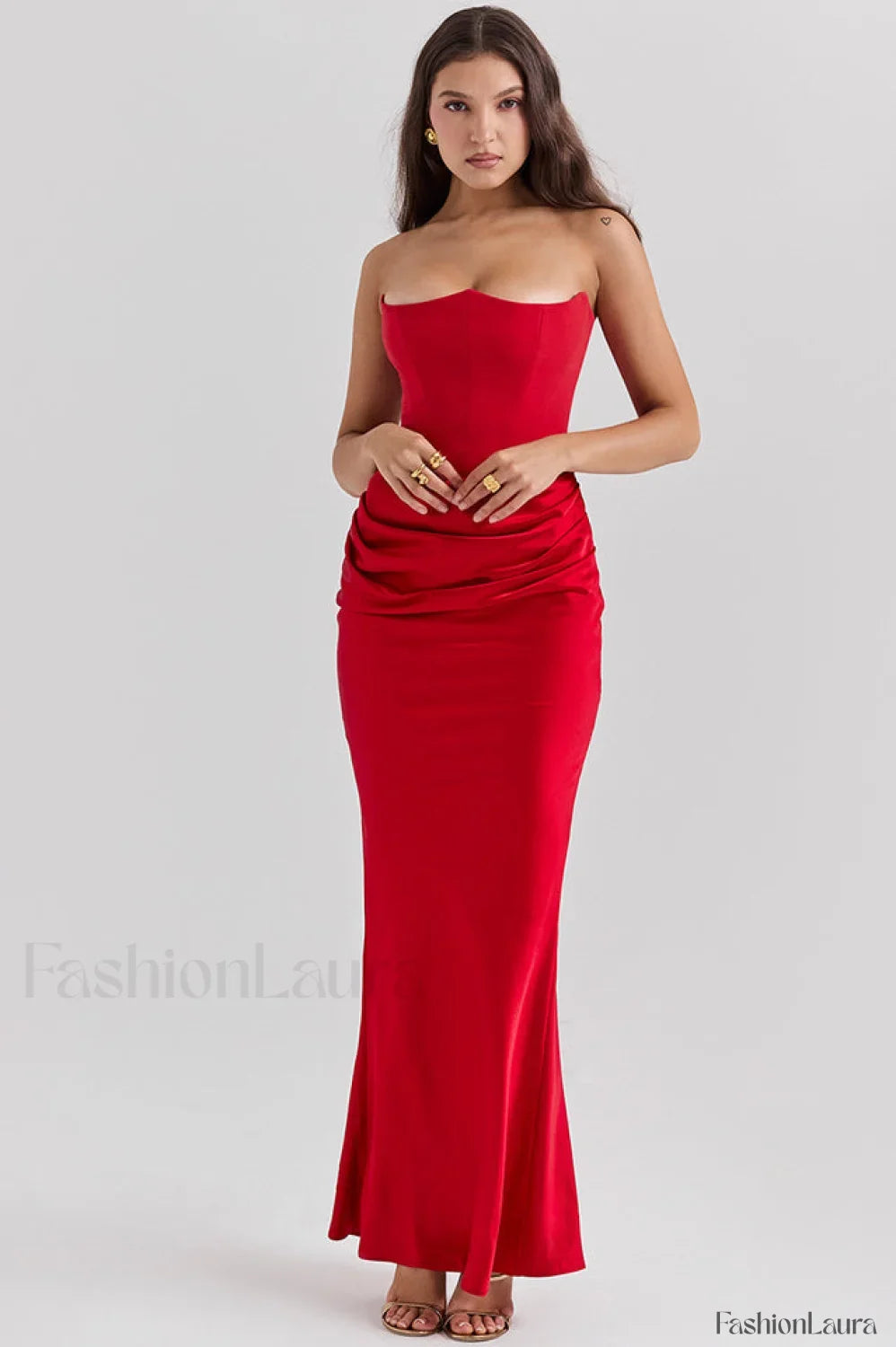 Persephone Hombros Descubiertos con Estilo Bustier Vestido Maxi