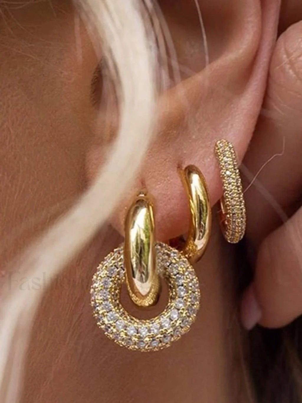 Pulido Double Elegante Aretes de Aro