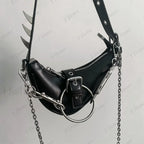 Bolso Bandolera Punk con Remaches, Hebillas Metálicas Góticas y Chispas