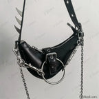 Bolso Bandolera Punk con Remaches, Hebillas Metálicas Góticas y Chispas
