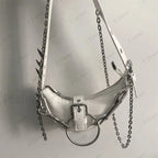 Bolso Bandolera Punk con Remaches, Hebillas Metálicas Góticas y Chispas