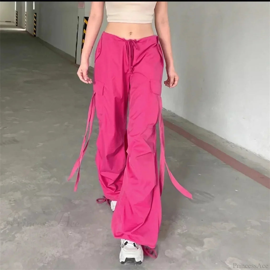 Red Cargo Casual High Waist Hip Hop Pant