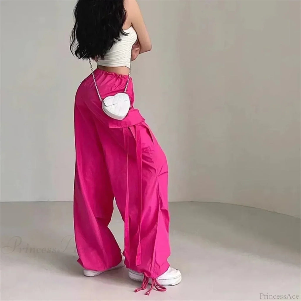 Red Cargo Casual High Waist Hip Hop Pant
