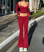 Conjunto Sexy de Dos Piezas Camisola Chaleco y Pantalón