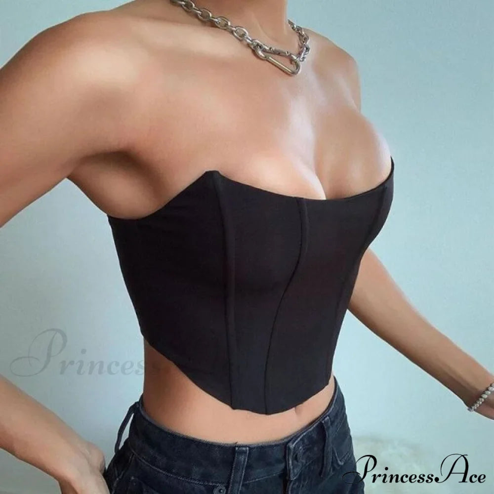 Corsé sexy de terciopelo sin mangas y con hombros descubiertos