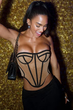 Corsé bustier entallado bicolor con espalda descubierta