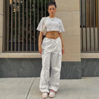 Solid Cargo Streetwear Slim Drawstring Pant