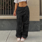 Solid Cargo Streetwear Slim Drawstring Pant