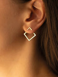 Cuadrado Geométrico Aretes de Bolita