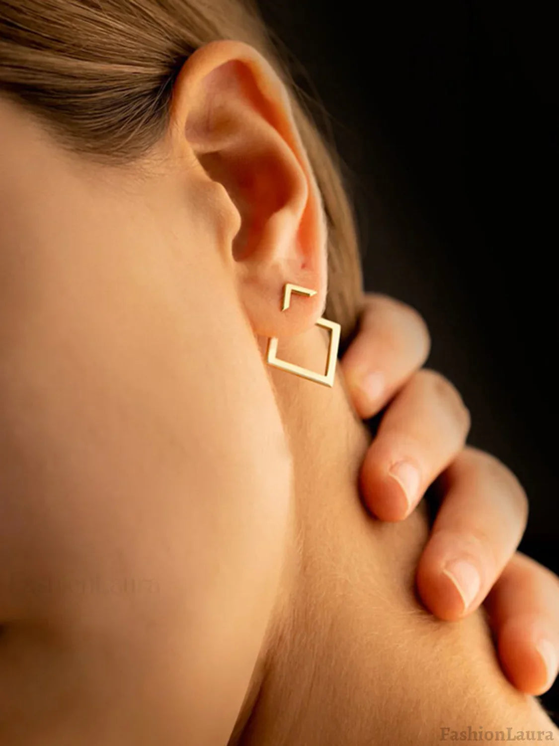 Cuadrado Geométrico Aretes de Bolita