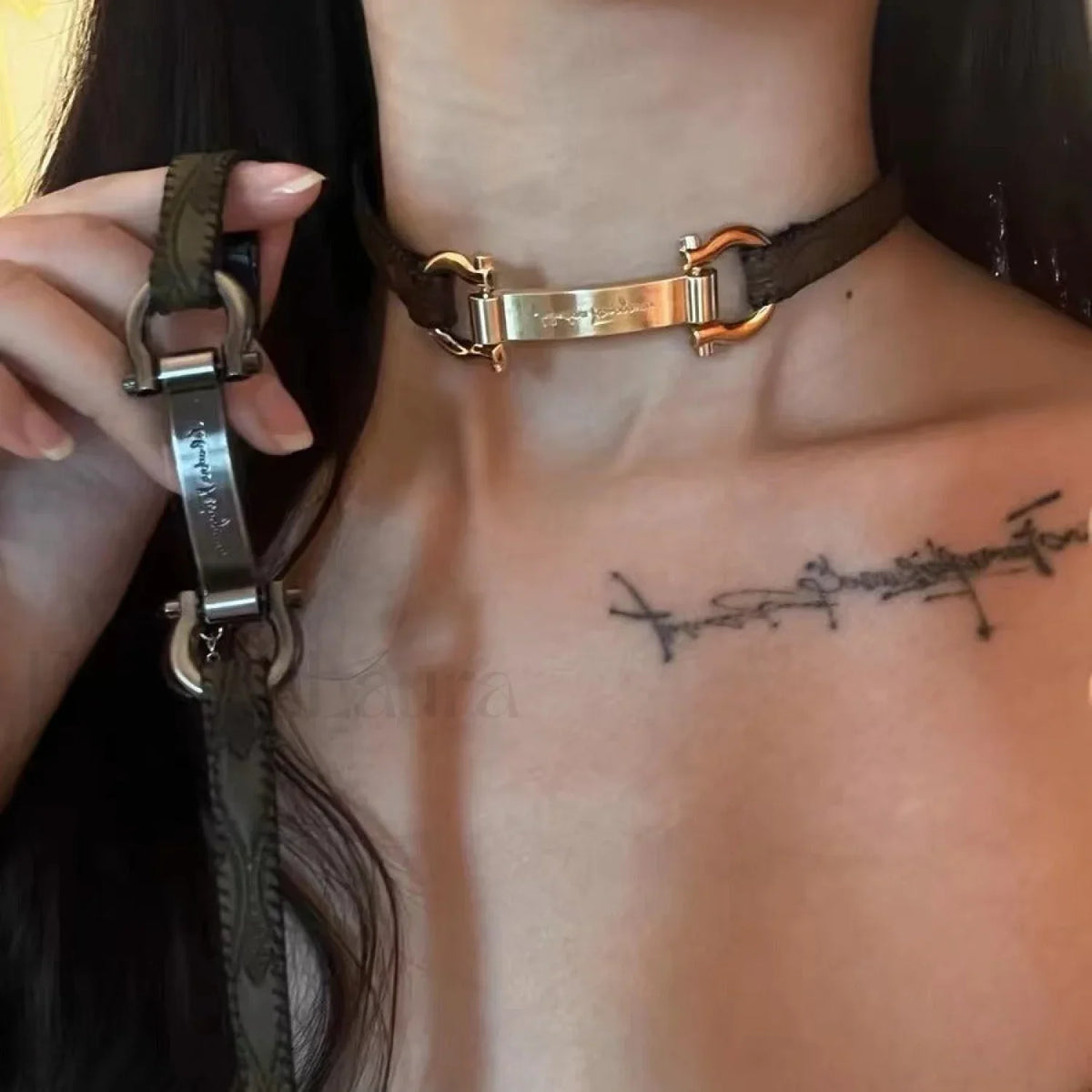 De Moda Statement Y2K Choker Cuero Metal Punk Collar