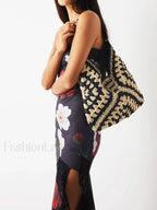 Bolso de Hombro Vintage de Ganchillo y Macramé