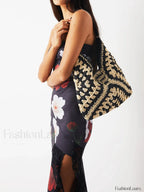 Bolso de Hombro Vintage de Ganchillo y Macramé