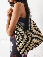Bolso de Hombro Vintage de Ganchillo y Macramé