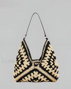 Bolso de Hombro Vintage de Ganchillo y Macramé