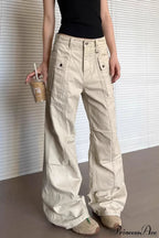 Washed Multi Pocket Flared Cargo Pants
