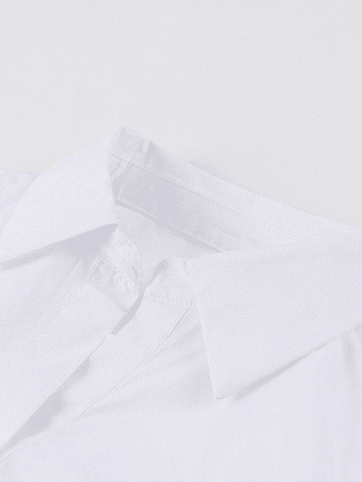 Blanco Fruncido Corto (Cropped) Manga Larga Blusa