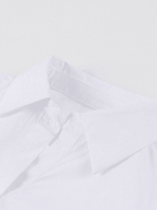 Blanco Fruncido Corto (Cropped) Manga Larga Blusa