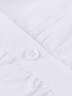 Blanco Fruncido Corto (Cropped) Manga Larga Blusa