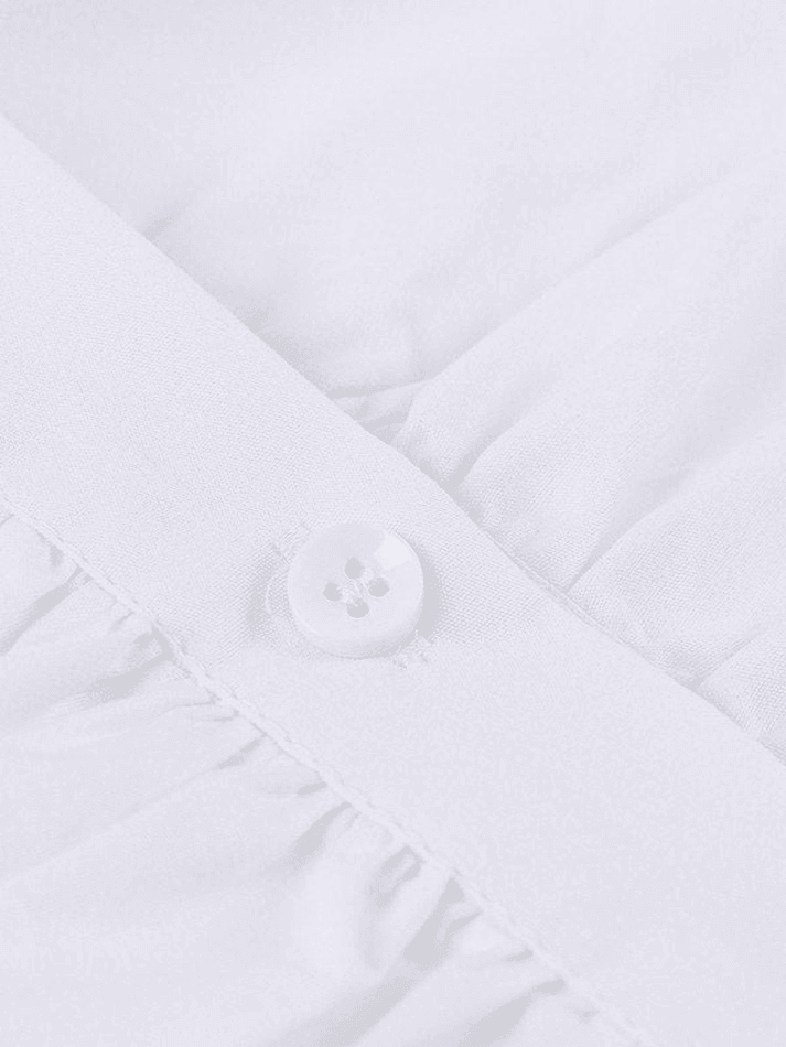 Blanco Fruncido Corto (Cropped) Manga Larga Blusa