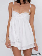 Vestido corto corsé blanco con sujetador de encaje bordado