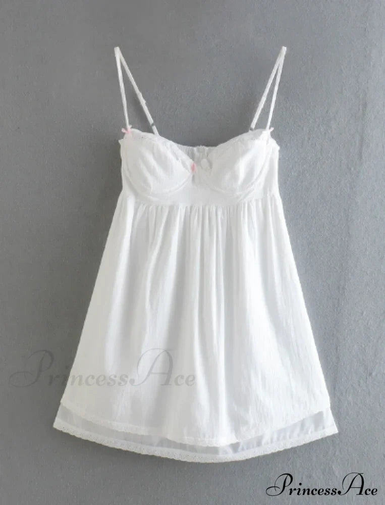 Vestido corto corsé blanco con sujetador de encaje bordado
