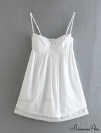 Vestido corto corsé blanco con sujetador de encaje bordado